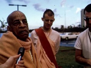 Devotees presented Srila Prabhupada two awards